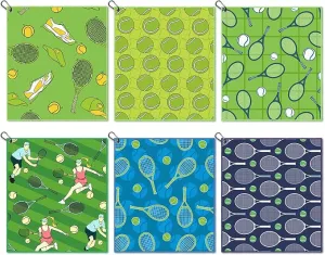 6 Pcs Tennis Towel Stylish Prints Soft Microfiber 15 x 17 Inch Tennis Towels with Clip Tennis Gifts for Women Men Tennis Accessories for Tennis Lovers