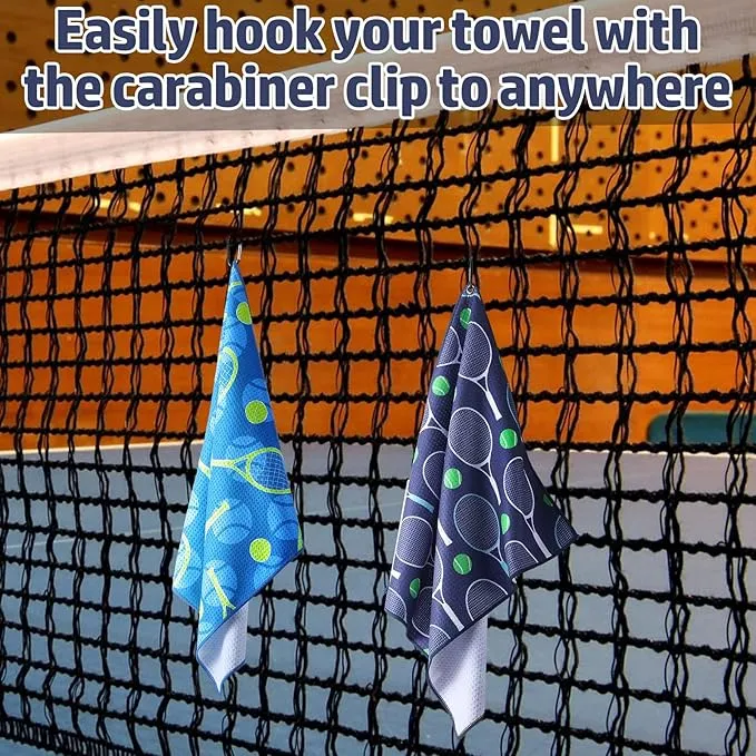 6 Pcs Tennis Towel Stylish Prints Soft Microfiber 15 x 17 Inch Tennis Towels with Clip Tennis Gifts for Women Men Tennis Accessories for Tennis Lovers