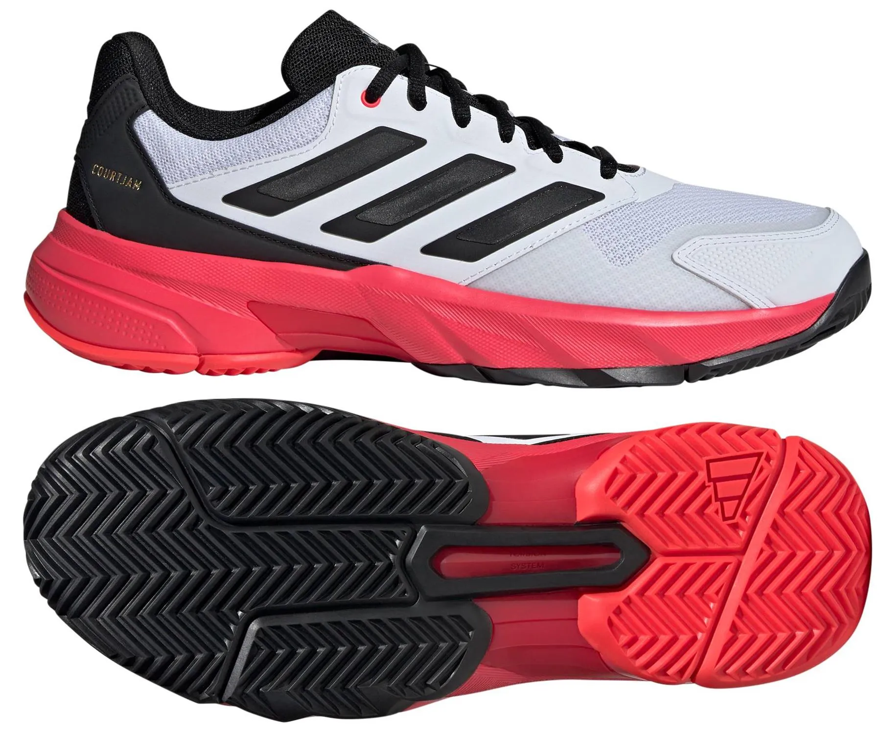 ADIDAS CourtJam Control 3 Mens Tennis Shoes - White / Black / Red