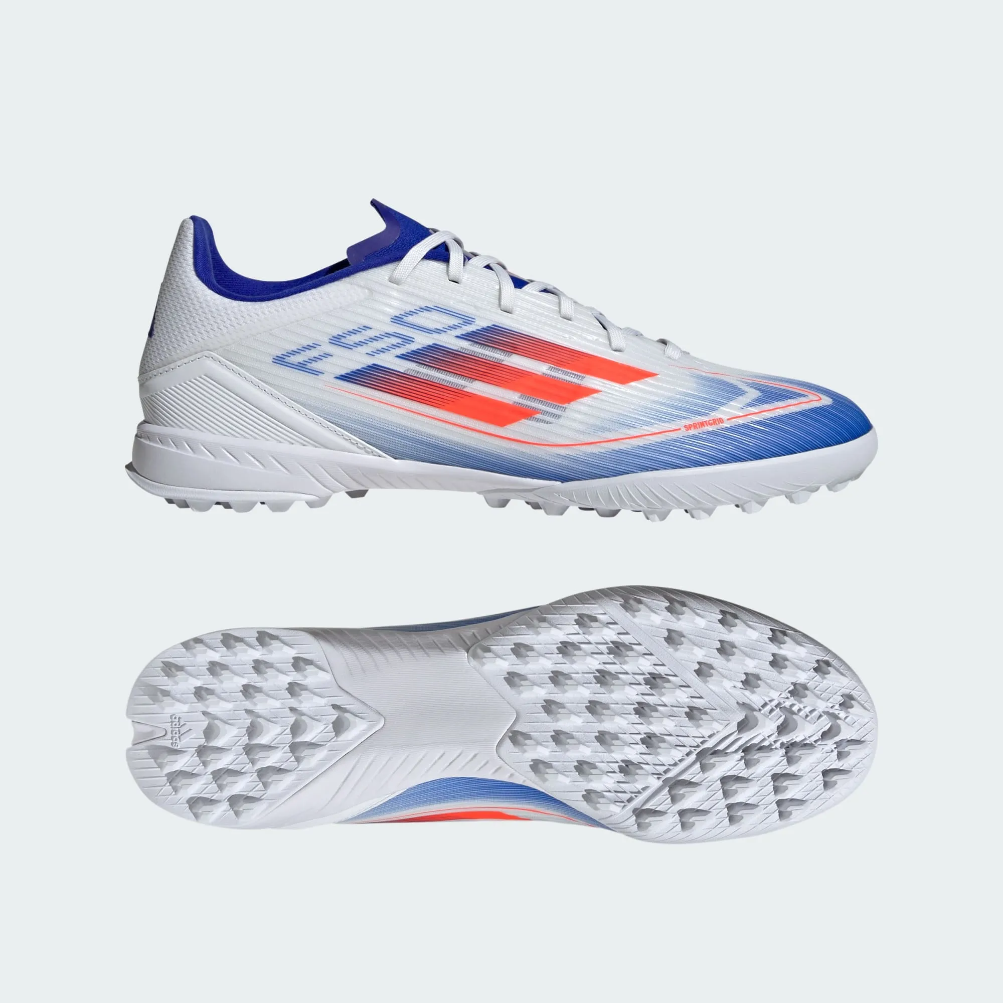 adidas F50 League Artificial Turf Soccer Shoes | Cloud White-Solar Red-Lucid Blue | Men's