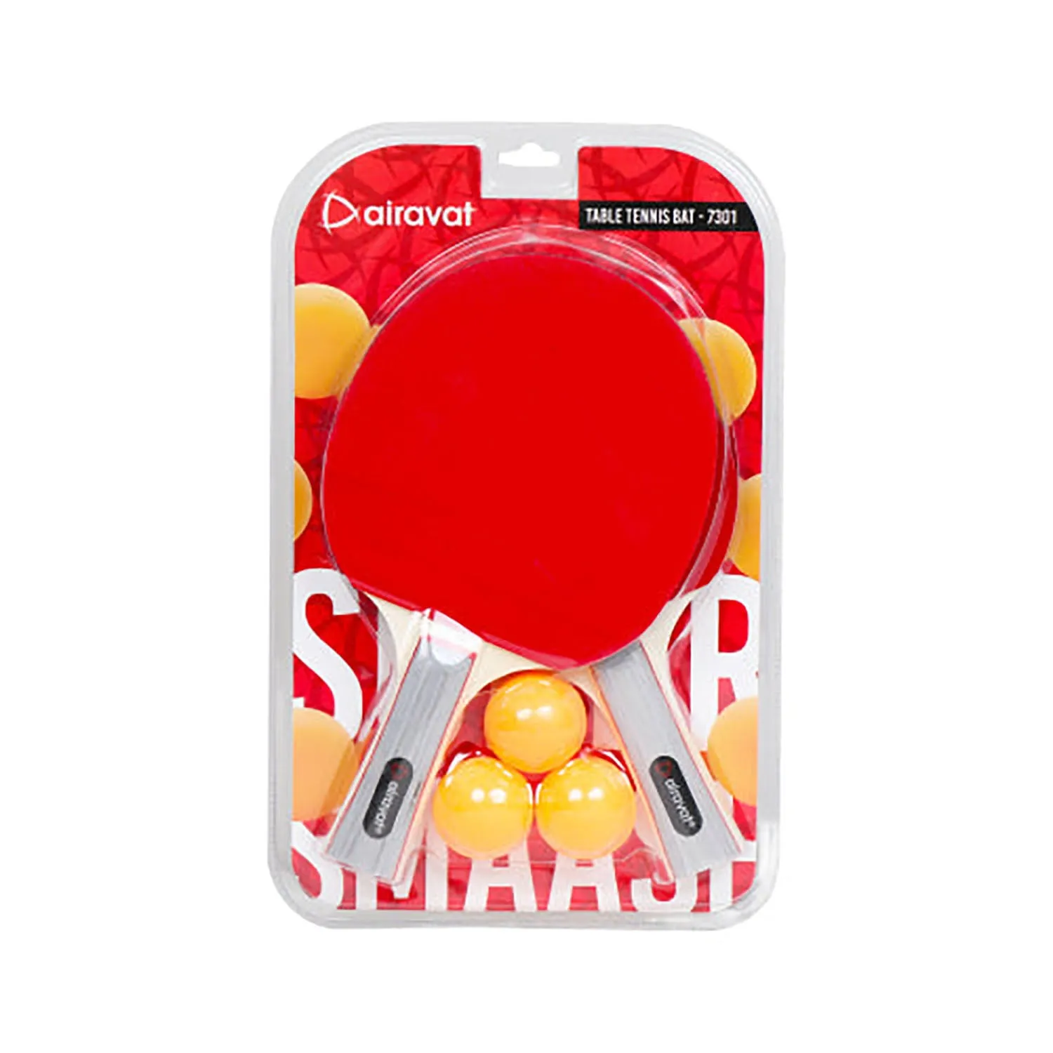 Airavat 7301 Table Tennis Racquet Set | 2 Bats & 3 Balls | Lightweight TT Set for Beginners & Intermediate Players | Indoor/Outdoor Use