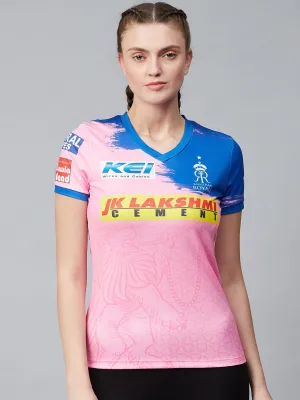 Alcis Women Pink & Blue Printed Rajasthan Royals Replica Matchday Jersey