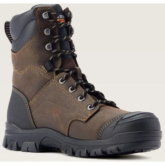Ariat Men's Treadfast 8" Soft Toe Waterproof Slip Resistant Work Boot - Brown - 10042484