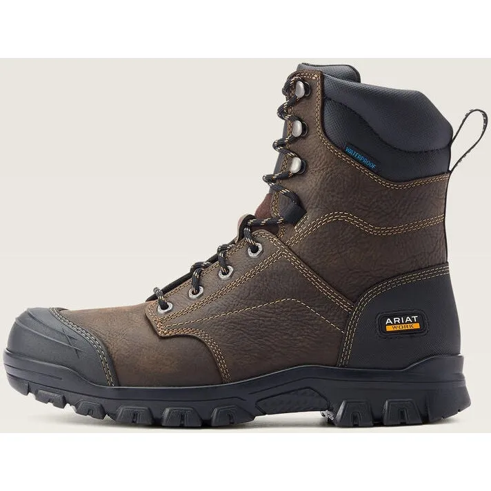 Ariat Men's Treadfast 8" Soft Toe Waterproof Slip Resistant Work Boot - Brown - 10042484