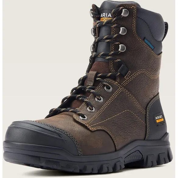 Ariat Men's Treadfast 8" Soft Toe Waterproof Slip Resistant Work Boot - Brown - 10042484