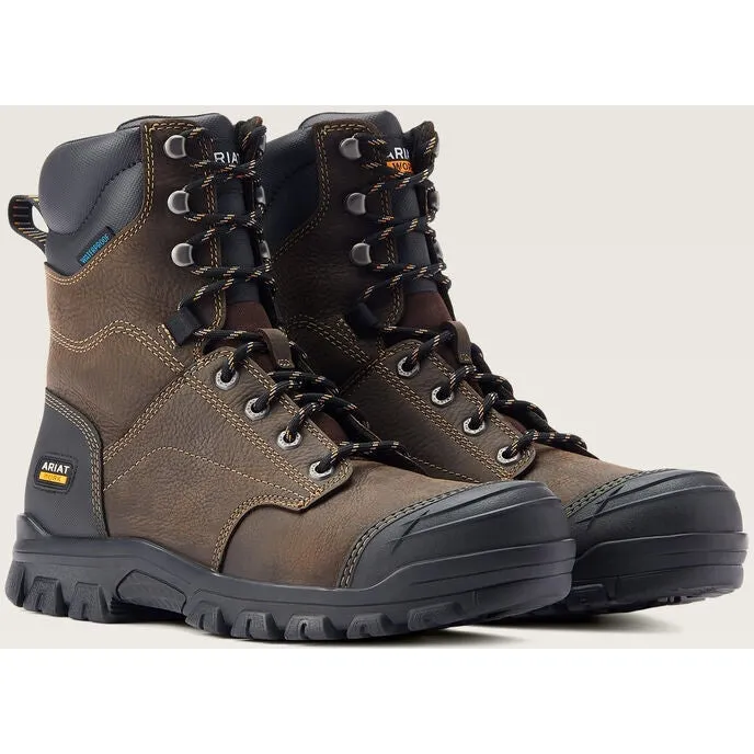 Ariat Men's Treadfast 8" Soft Toe Waterproof Slip Resistant Work Boot - Brown - 10042484