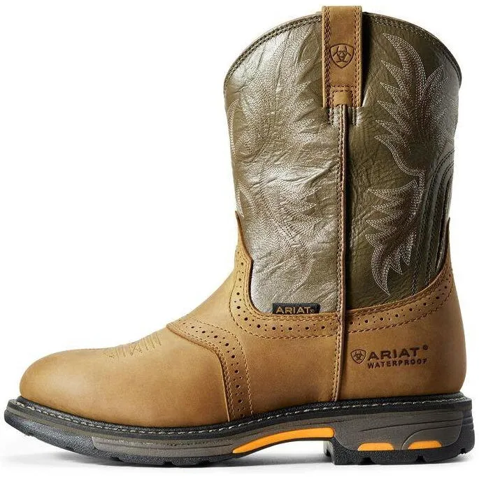 Ariat Men's WorkHog 10" Soft Toe Waterproof Western Work Boot - Aged Bark - 10008633