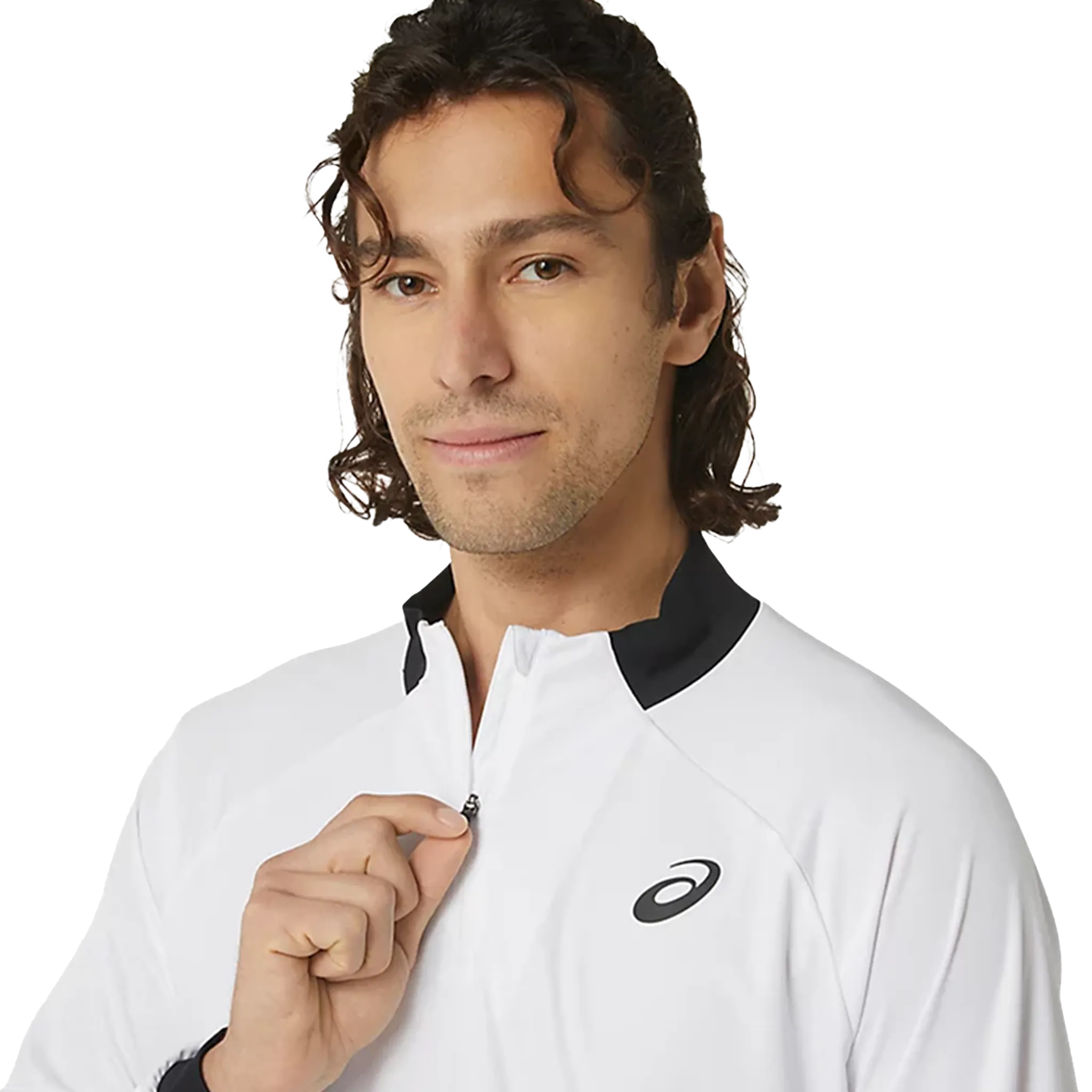ASICS Men's Long-Sleeve 1/2 Zip Tennis Top White/Black