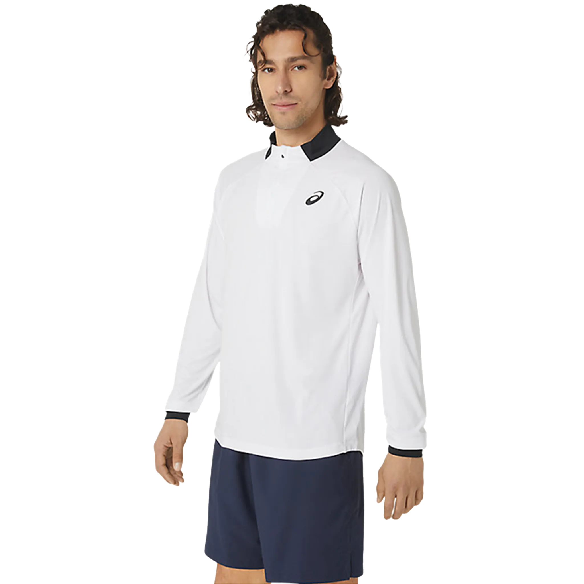 ASICS Men's Long-Sleeve 1/2 Zip Tennis Top White/Black