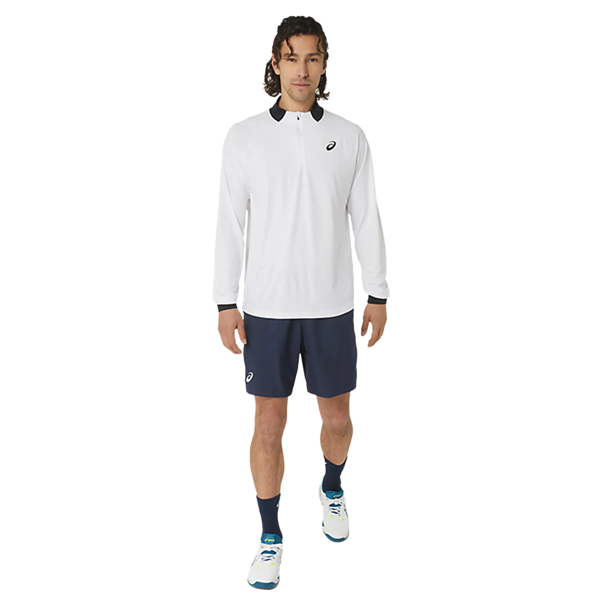 ASICS Men's Long-Sleeve 1/2 Zip Tennis Top White/Black