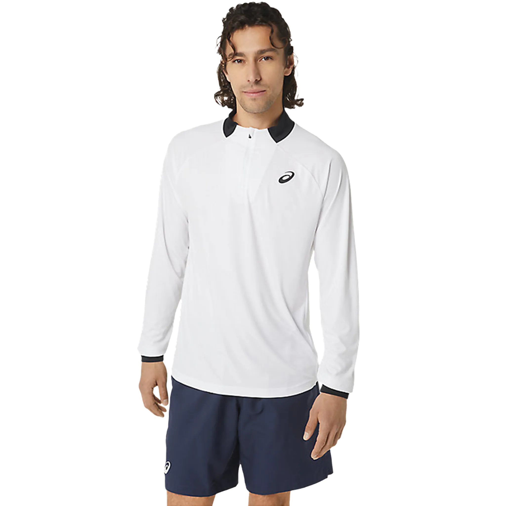 ASICS Men's Long-Sleeve 1/2 Zip Tennis Top White/Black