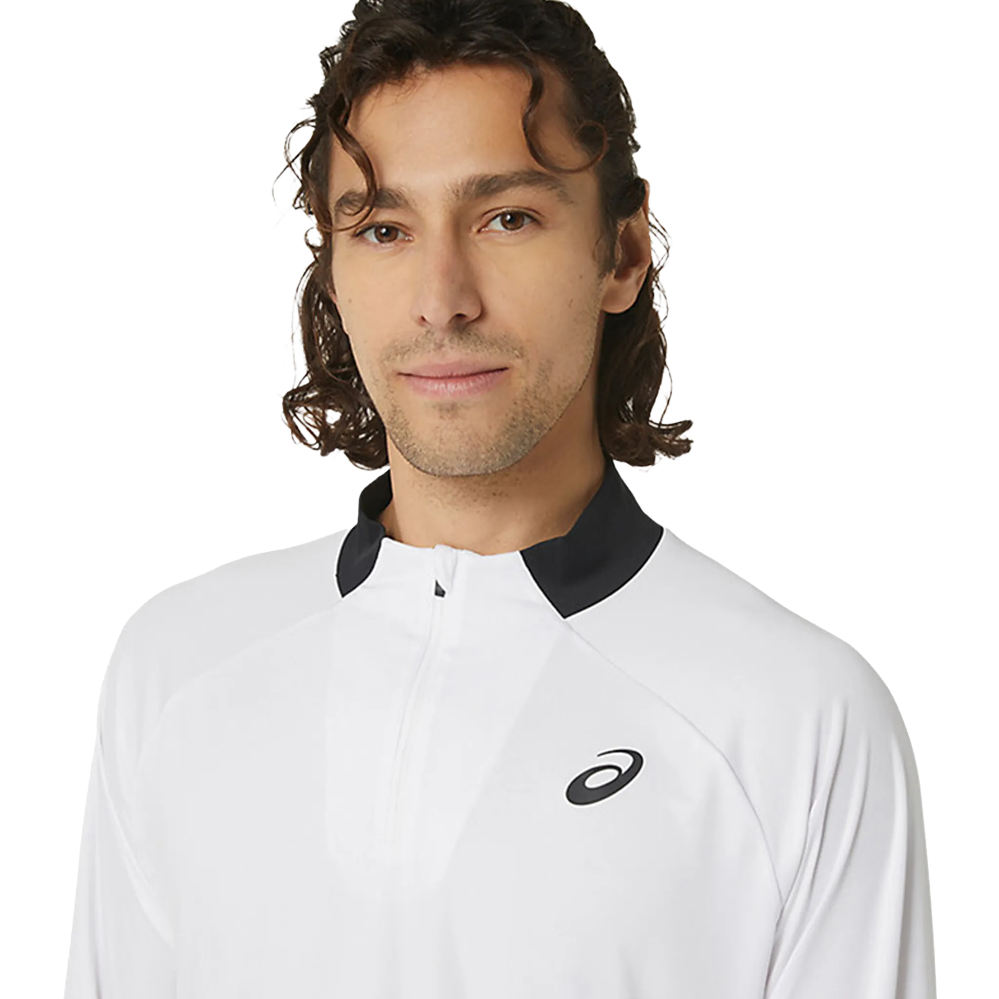 ASICS Men's Long-Sleeve 1/2 Zip Tennis Top White/Black