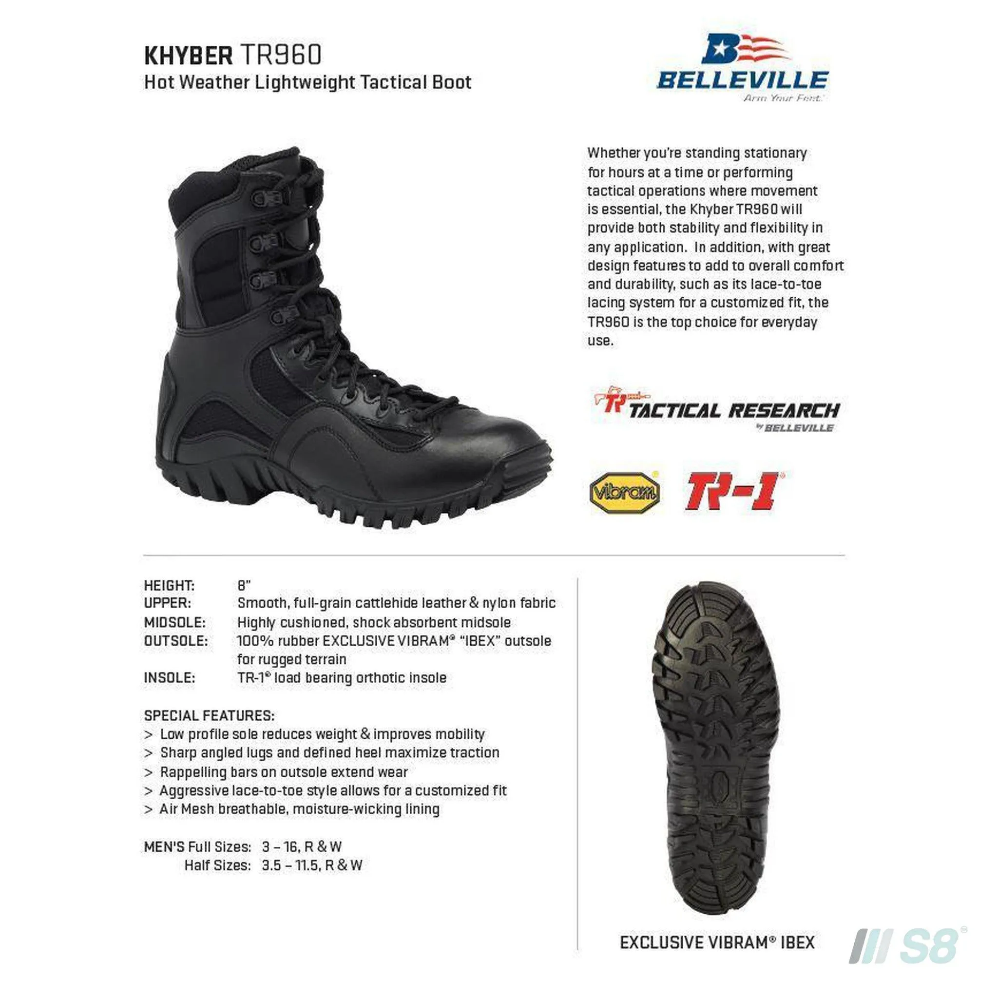 Belleville TR960 KHYBER Hot Weather Lightweight Tactical Boot