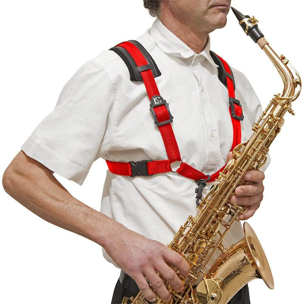 BG A and T Saxophone Comfort Harness ~ Men ~ Red ~ Snap Hook