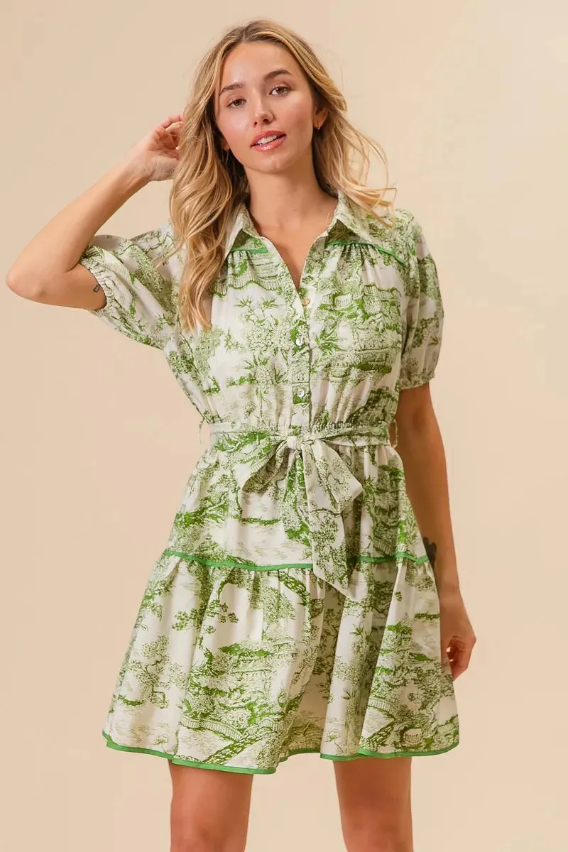 BiBi Woven Printed Tiered Dress S-XL