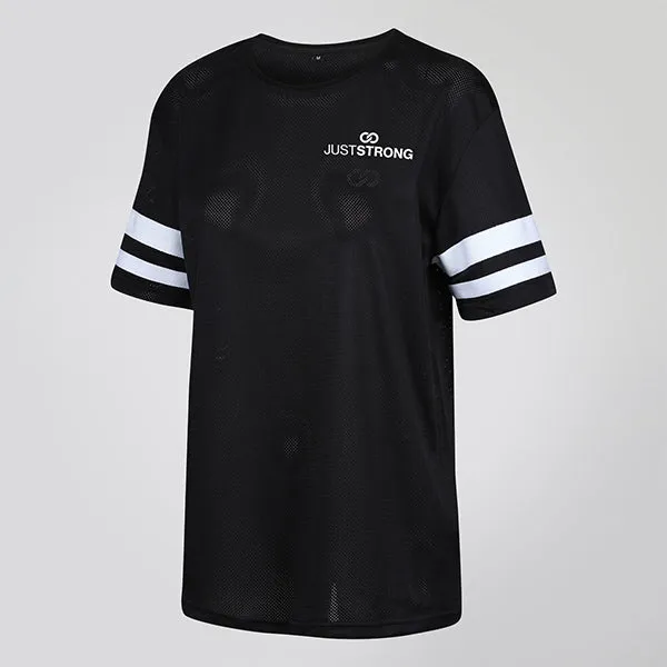 Black Mesh Stripe Tee