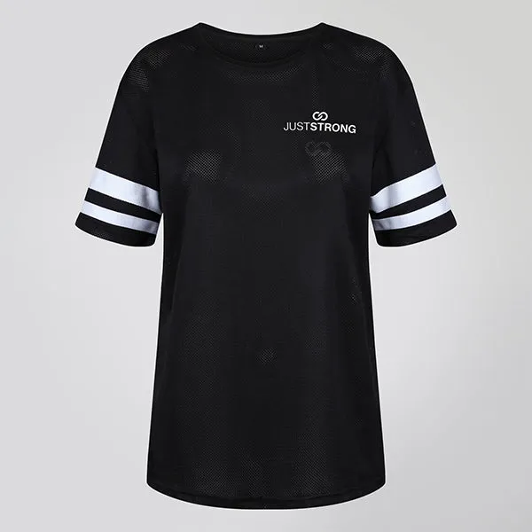 Black Mesh Stripe Tee