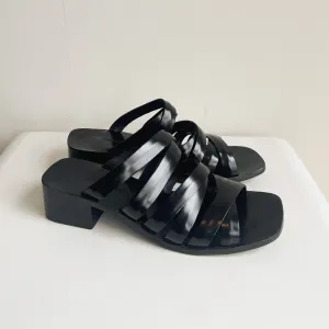 Black Patent Leather Strappy Sandal | Size 8