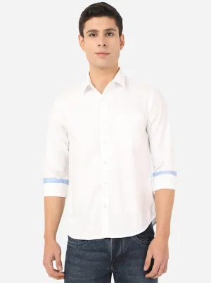Bright White Solid Slim Fit Semi Casual Shirt | Greenfibre