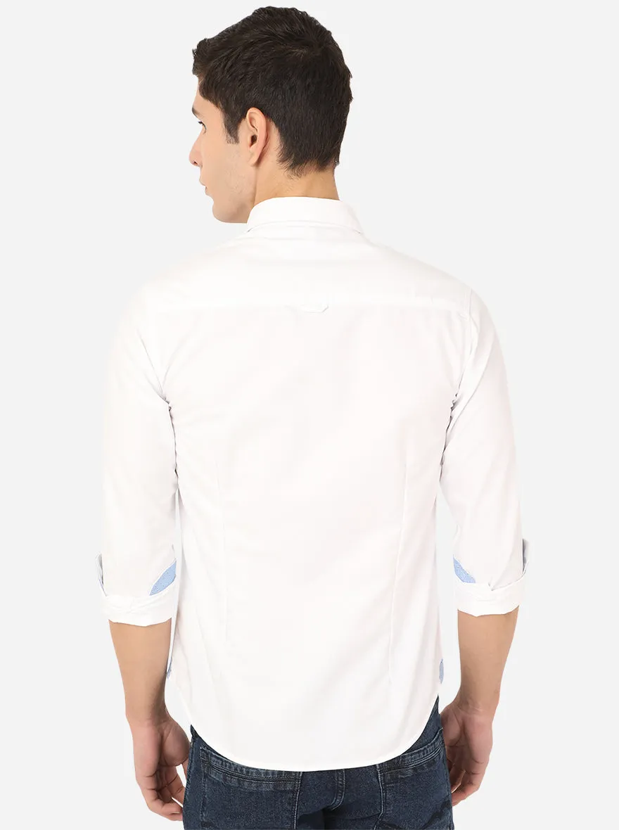 Bright White Solid Slim Fit Semi Casual Shirt | Greenfibre