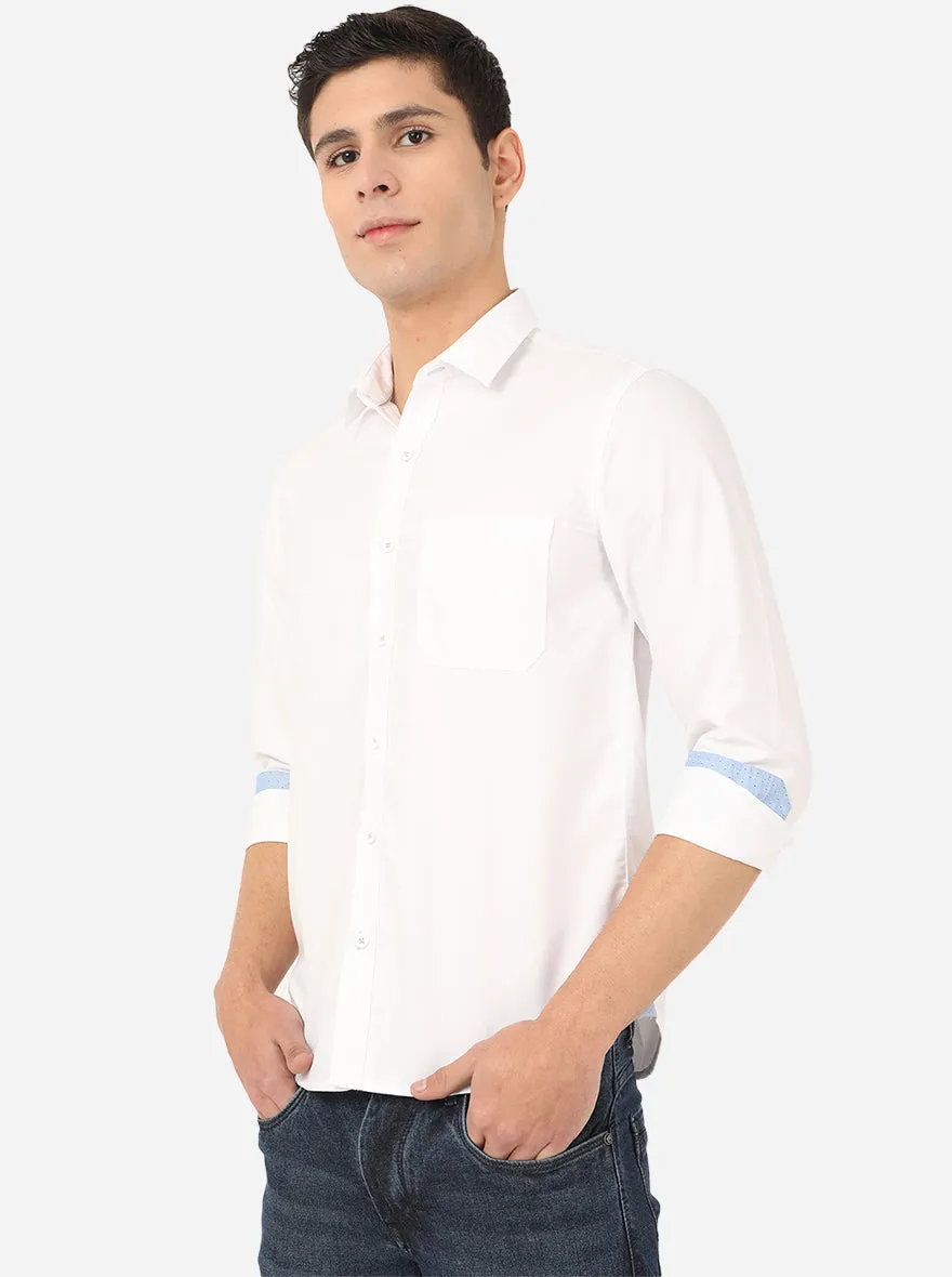 Bright White Solid Slim Fit Semi Casual Shirt | Greenfibre