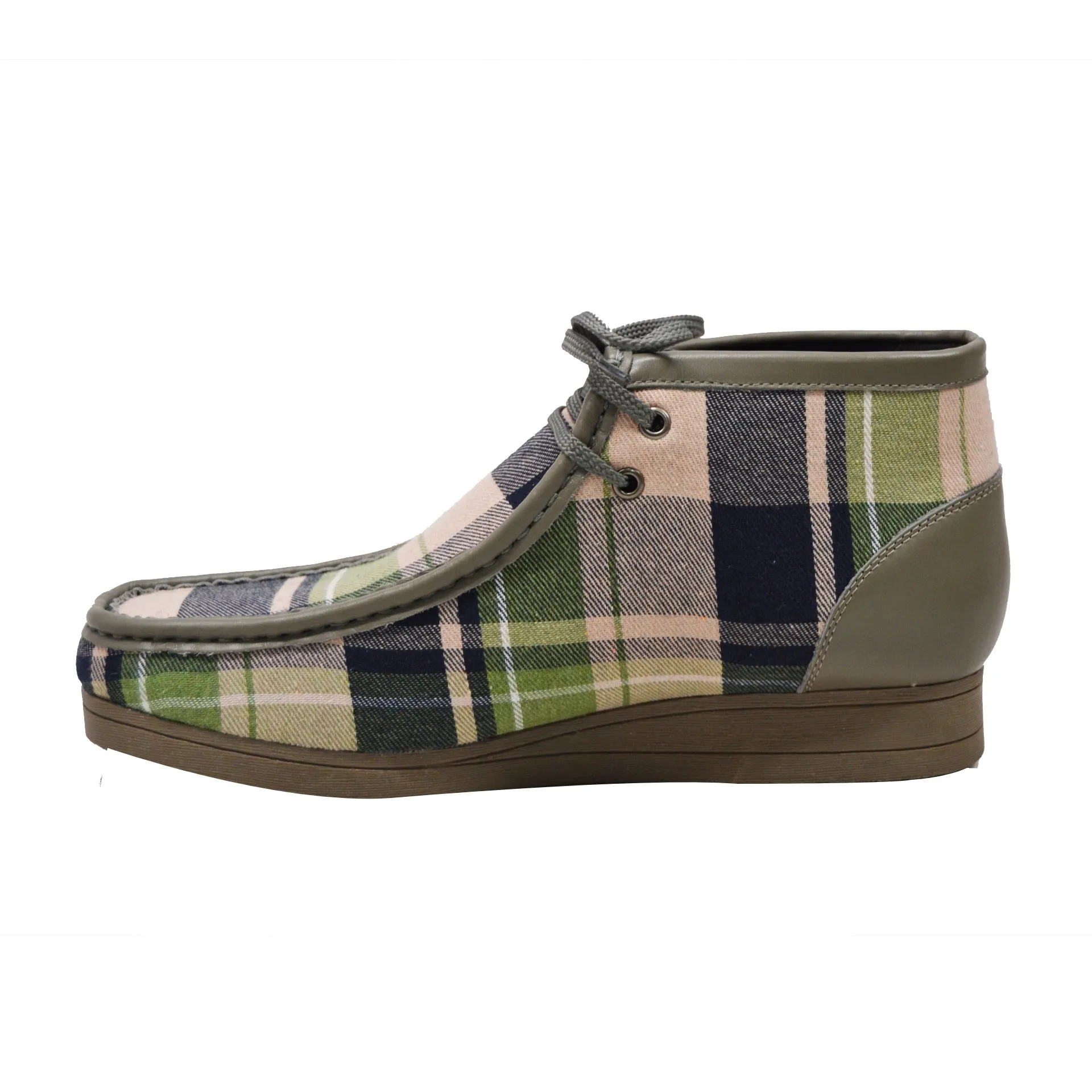 British Walkers New Castle 2 Men's Multicolor Plaid Leather and Suede Ankle Boots