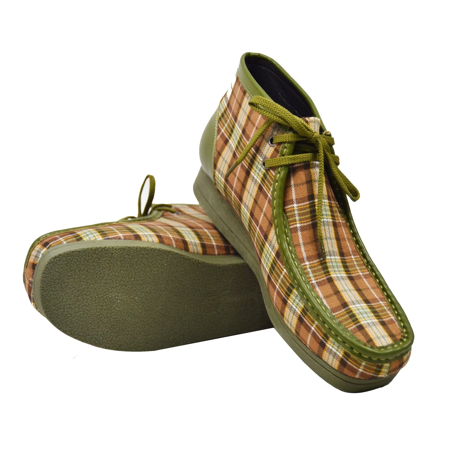 British Walkers New Castle 2 Men's Multicolor Plaid Leather and Suede Ankle Boots