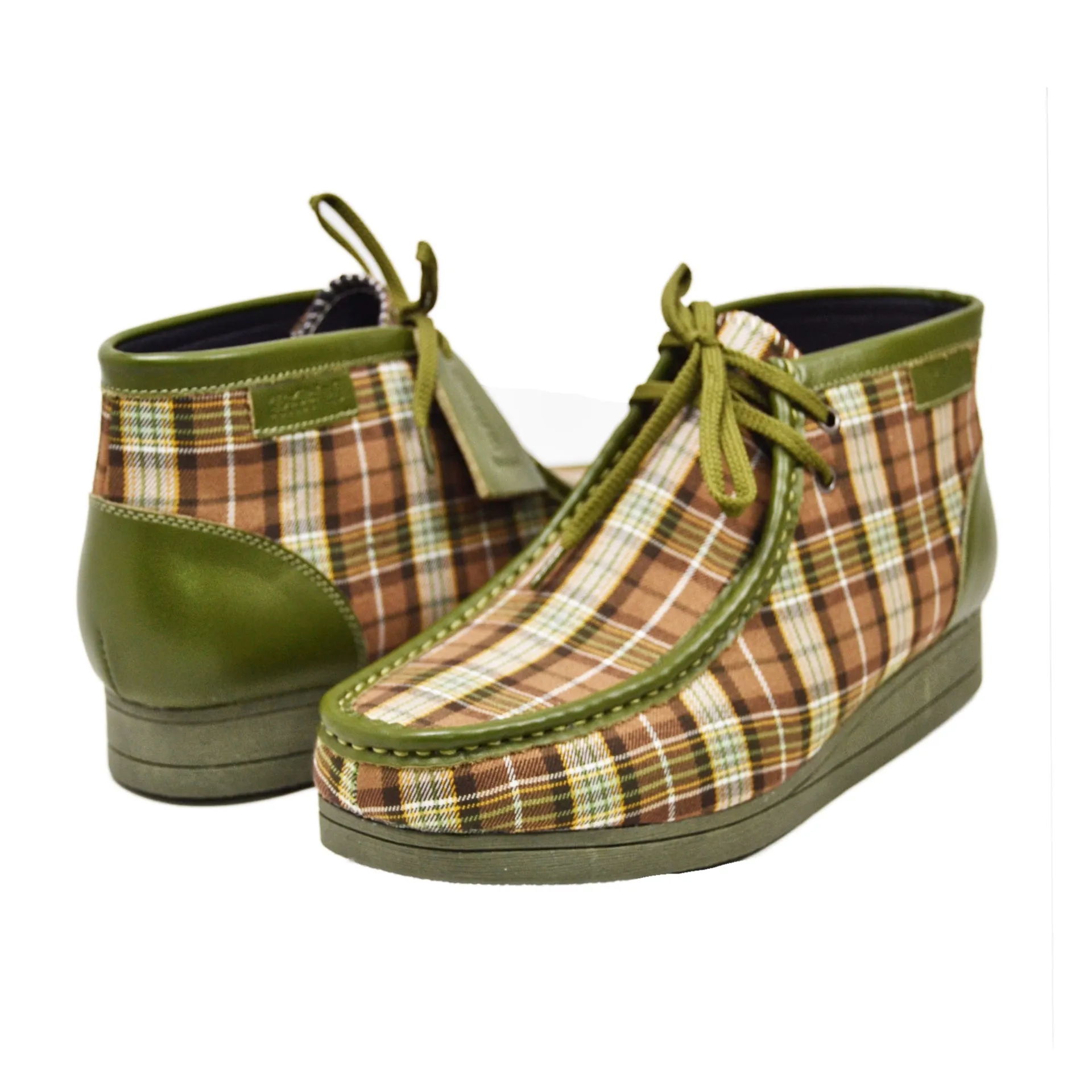 British Walkers New Castle 2 Men's Multicolor Plaid Leather and Suede Ankle Boots