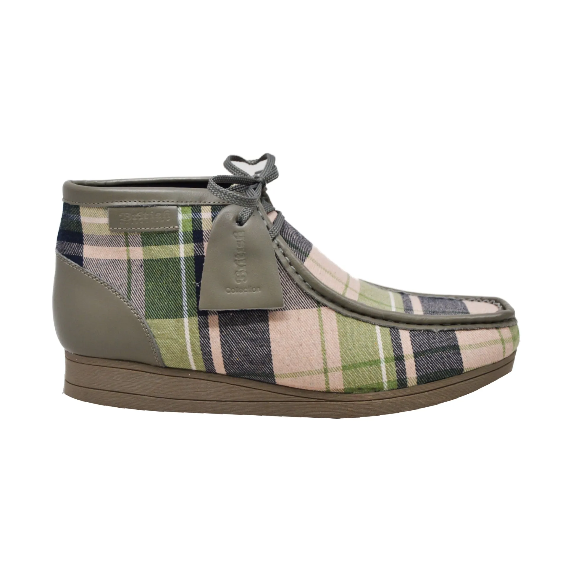 British Walkers New Castle 2 Men's Multicolor Plaid Leather and Suede Ankle Boots