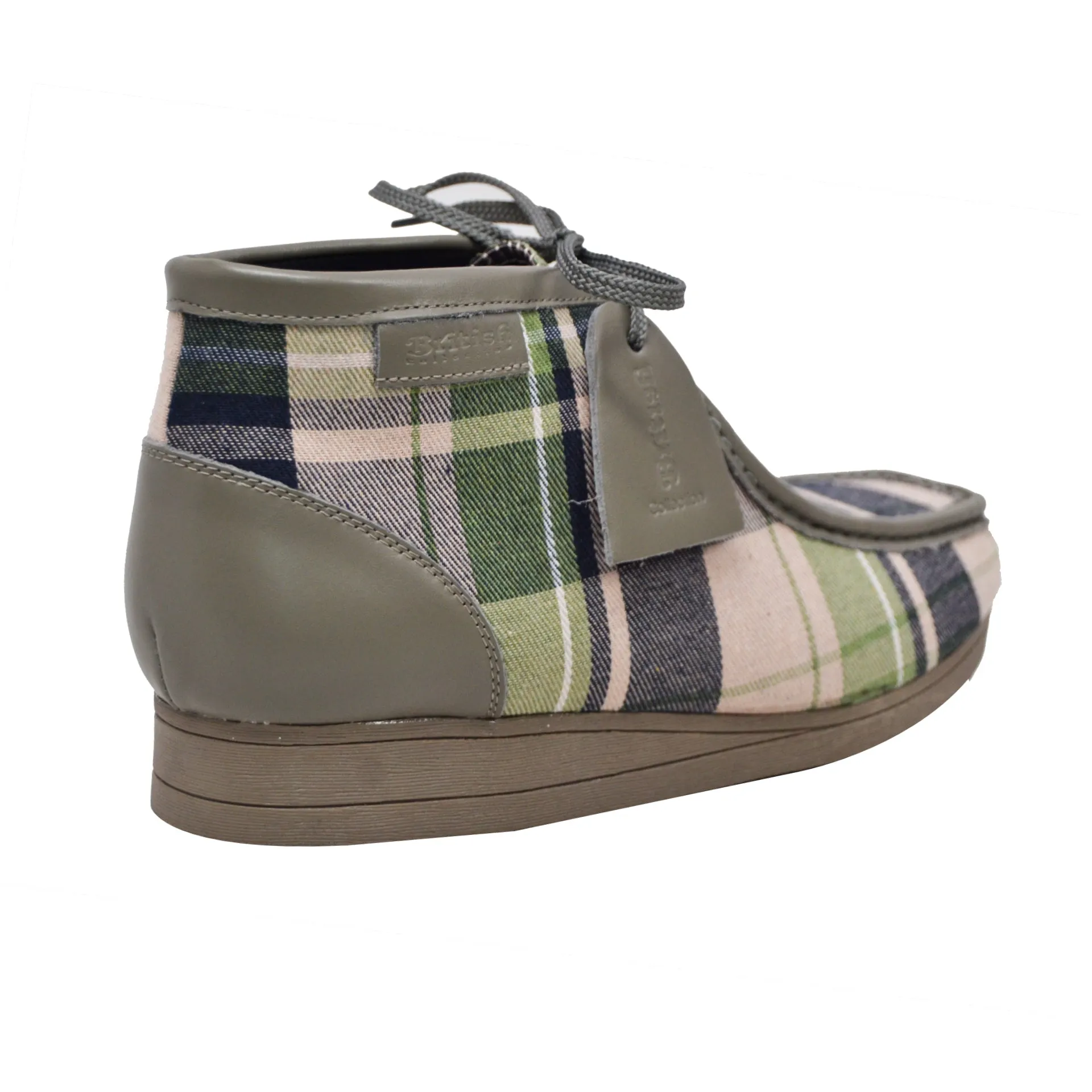 British Walkers New Castle 2 Men's Multicolor Plaid Leather and Suede Ankle Boots