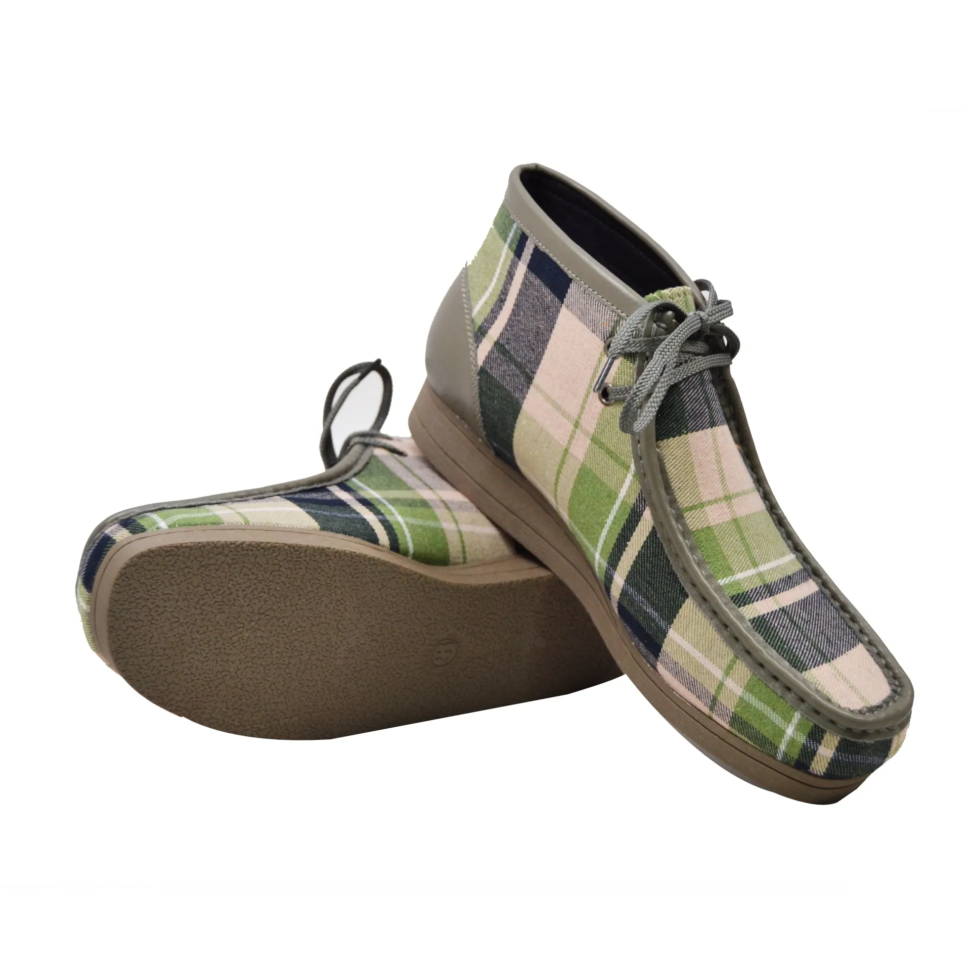 British Walkers New Castle 2 Men's Multicolor Plaid Leather and Suede Ankle Boots