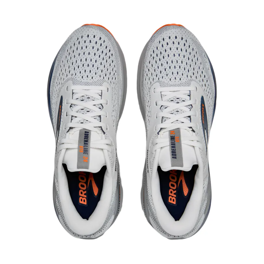Brooks Men's Adrenaline GTS 24 Lightweight Road Running Shoe - White/Peacoat/Alloy
