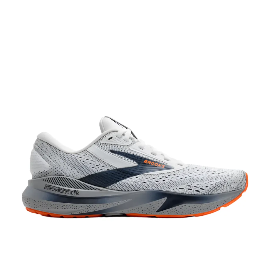 Brooks Men's Adrenaline GTS 24 Lightweight Road Running Shoe - White/Peacoat/Alloy
