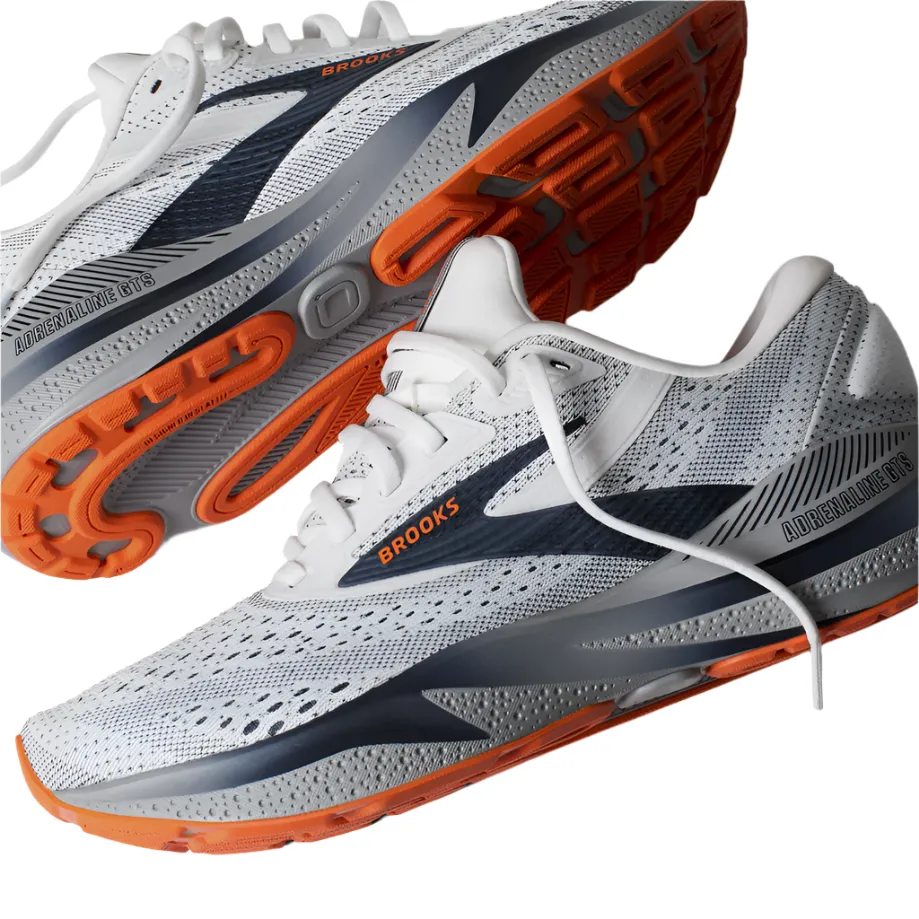 Brooks Men's Adrenaline GTS 24 Lightweight Road Running Shoe - White/Peacoat/Alloy