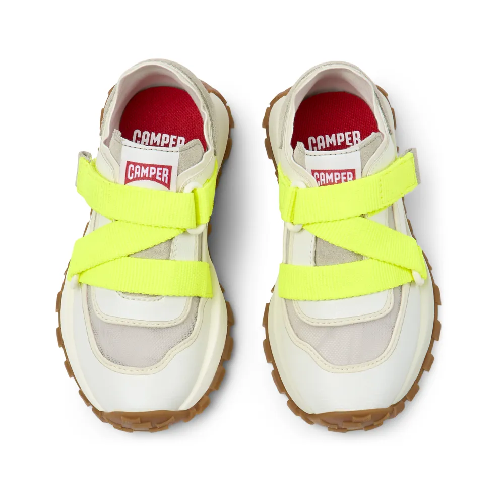 Camper Drift Trail Kids Cream & Lime Trainers
