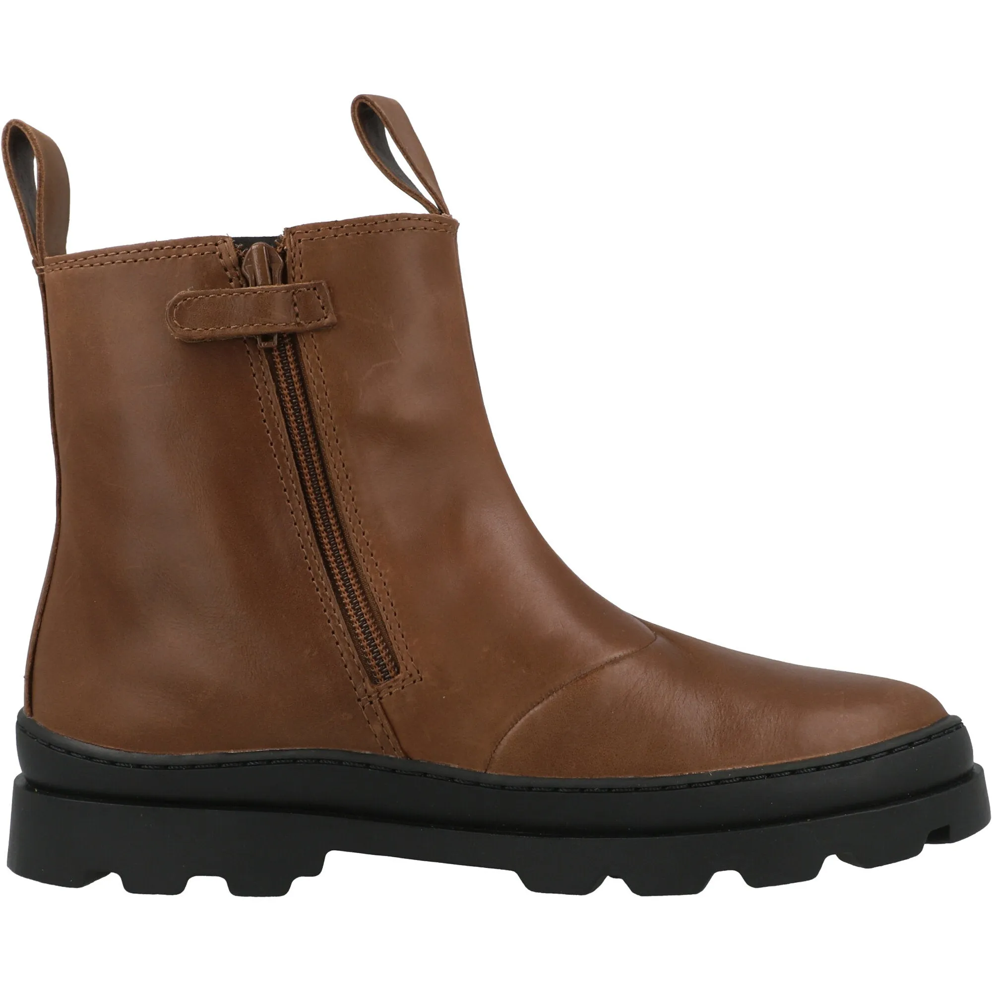 Camper Kids Brutus Medium Brown Leather Chelsea Boots