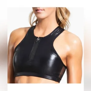 Carbon38- Iridium Front Zip Mesh Sports Bra Small