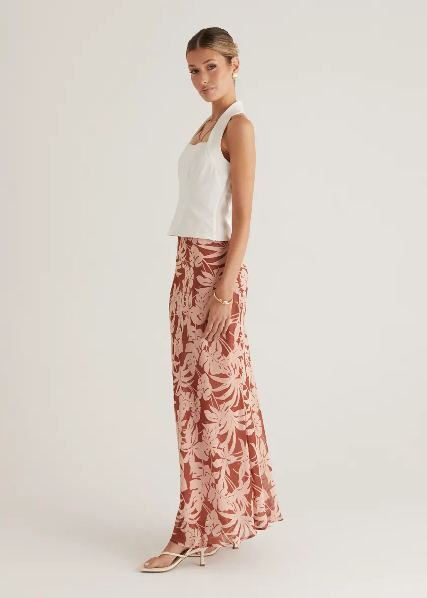 Cartez Maxi Skirt - Bronze Palm