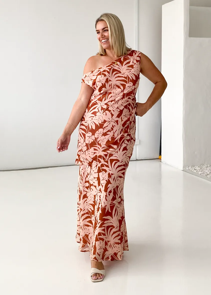 Cartez Maxi Skirt - Bronze Palm