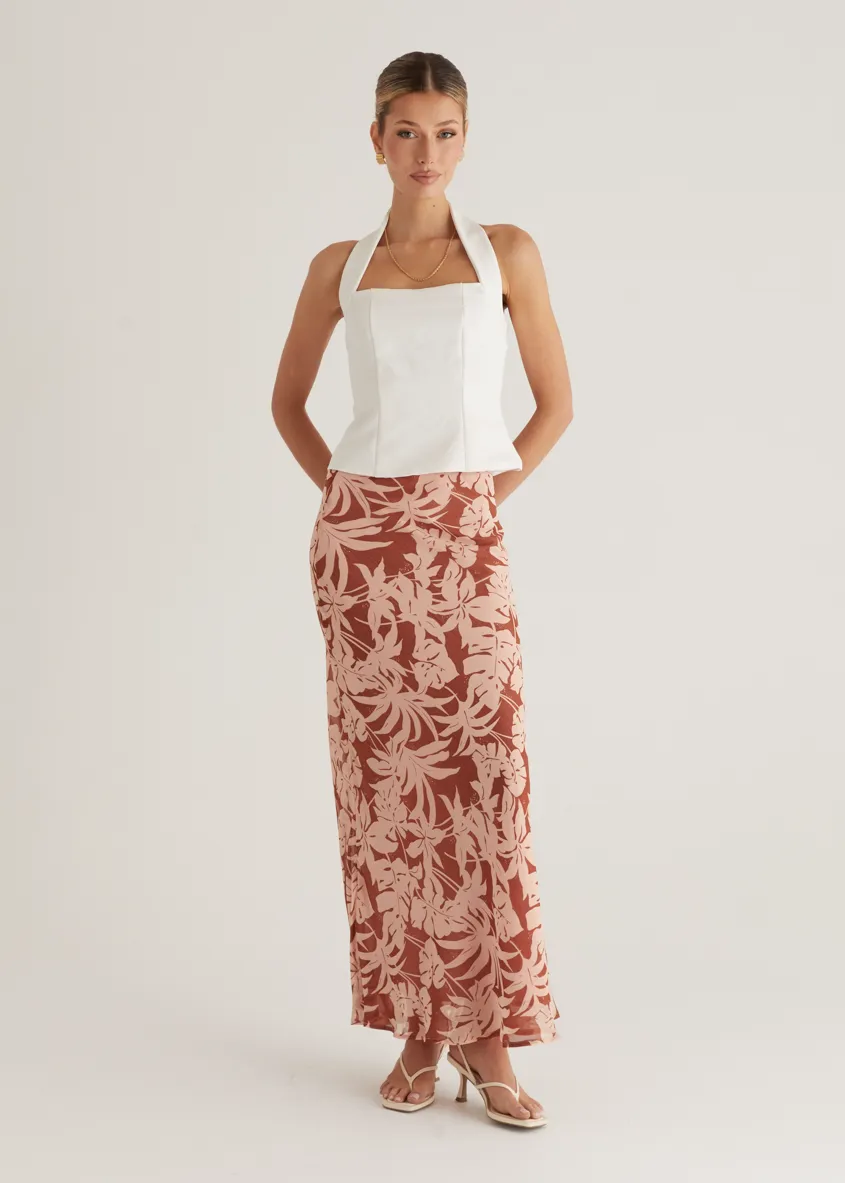 Cartez Maxi Skirt - Bronze Palm