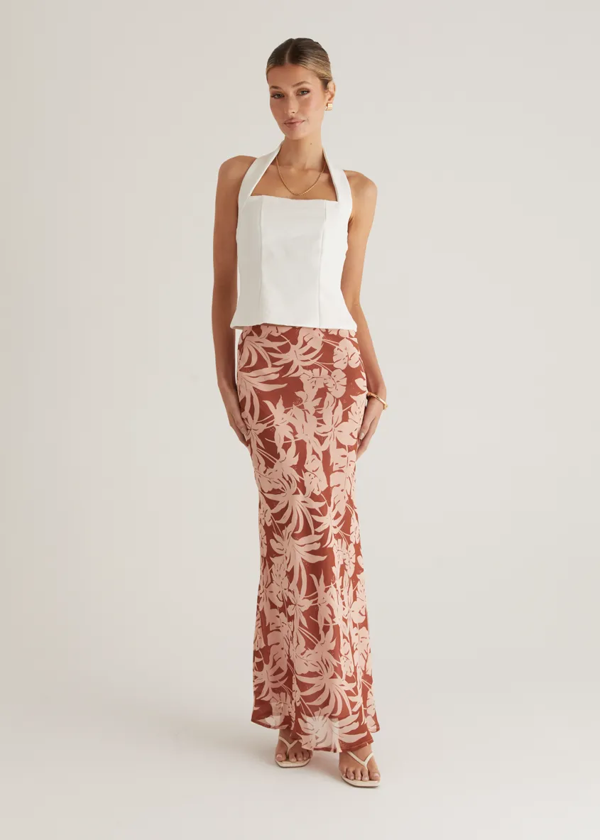 Cartez Maxi Skirt - Bronze Palm