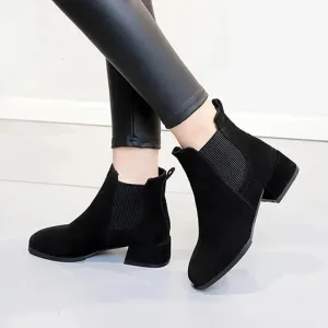Charlotte - Suede Chelsea Boots with Block Heel for Women