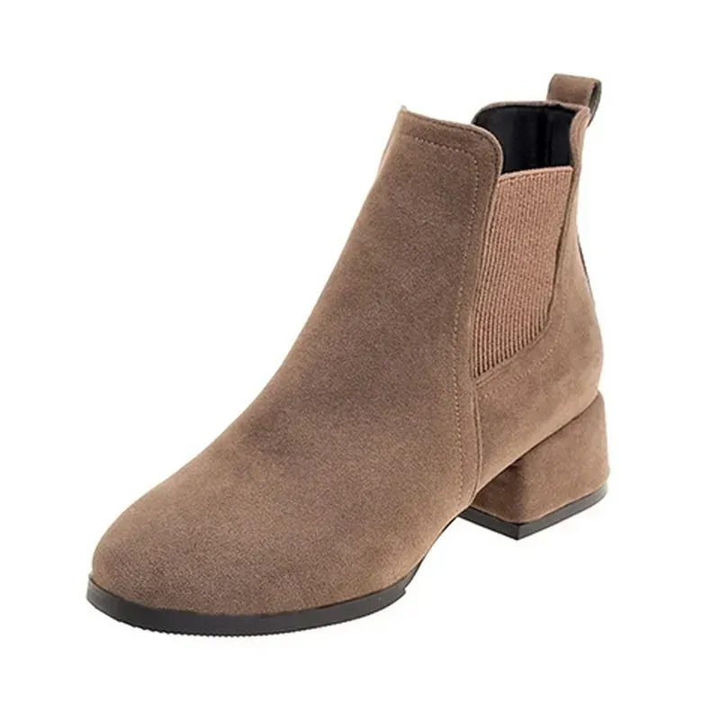 Charlotte - Suede Chelsea Boots with Block Heel for Women