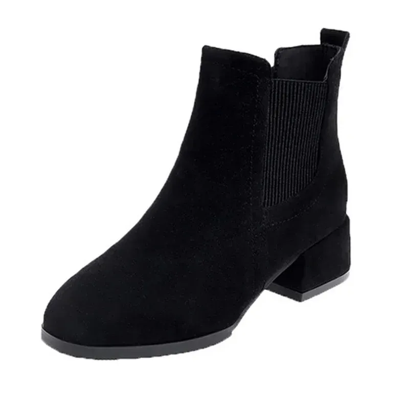 Charlotte - Suede Chelsea Boots with Block Heel for Women
