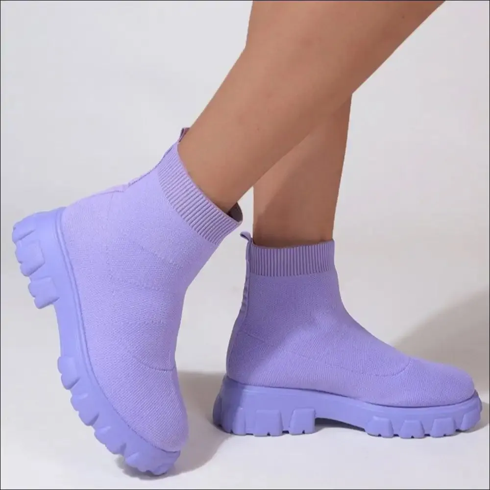 Chic Mesh Round Toe Platform Boots