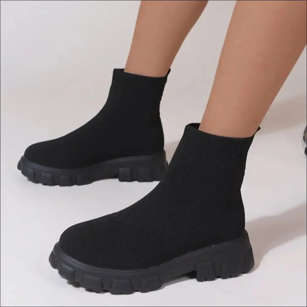 Chic Mesh Round Toe Platform Boots