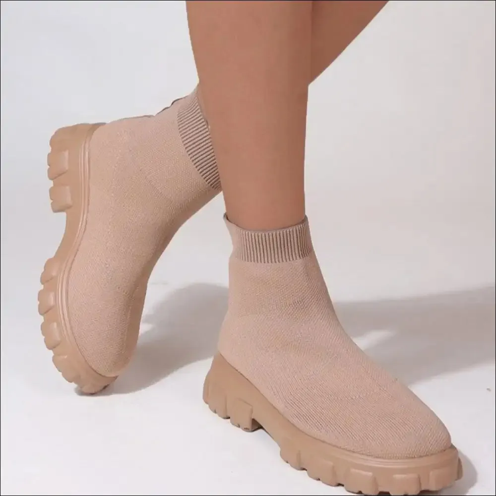 Chic Mesh Round Toe Platform Boots