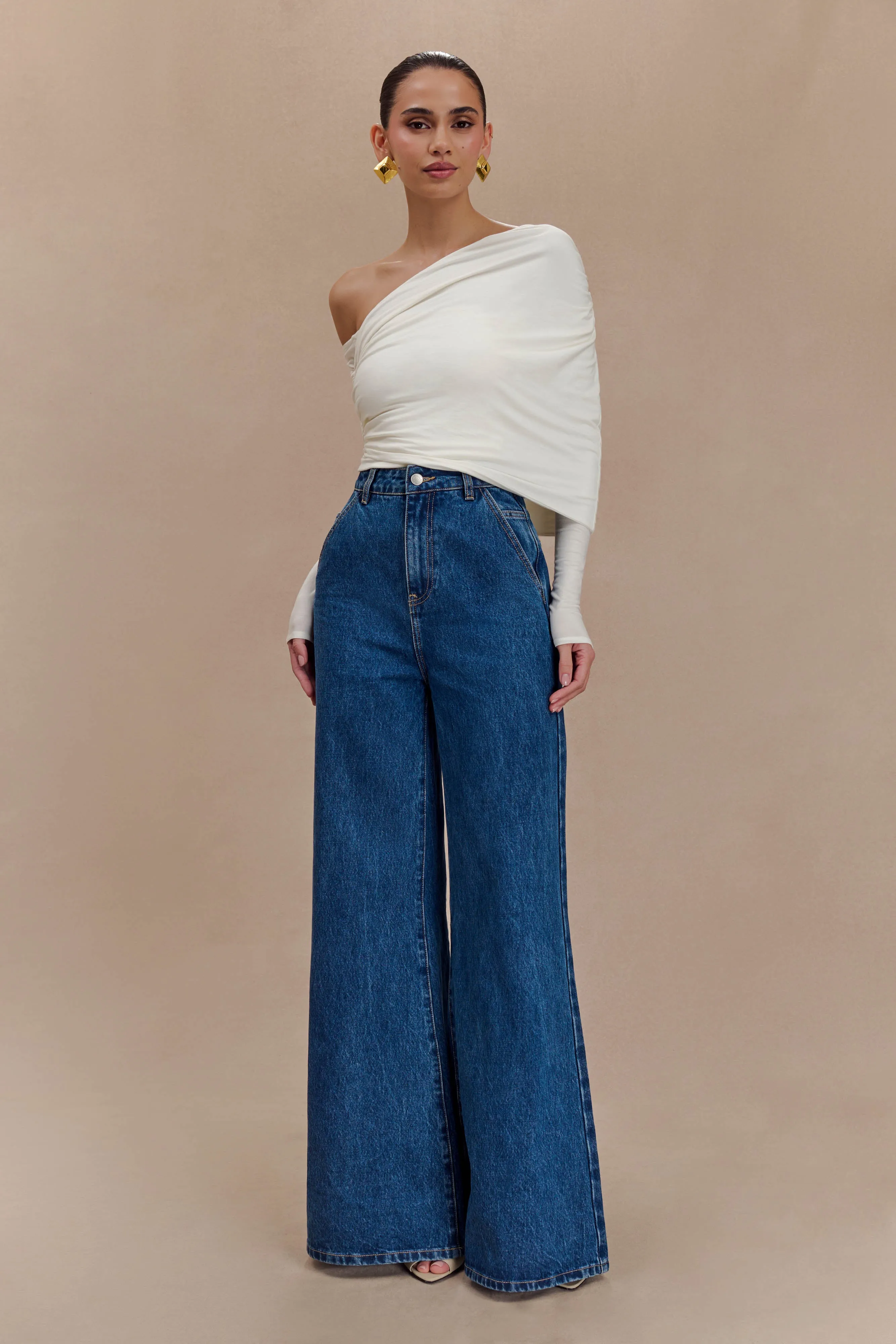Corinna Modal One Shoulder Top - Ivory
