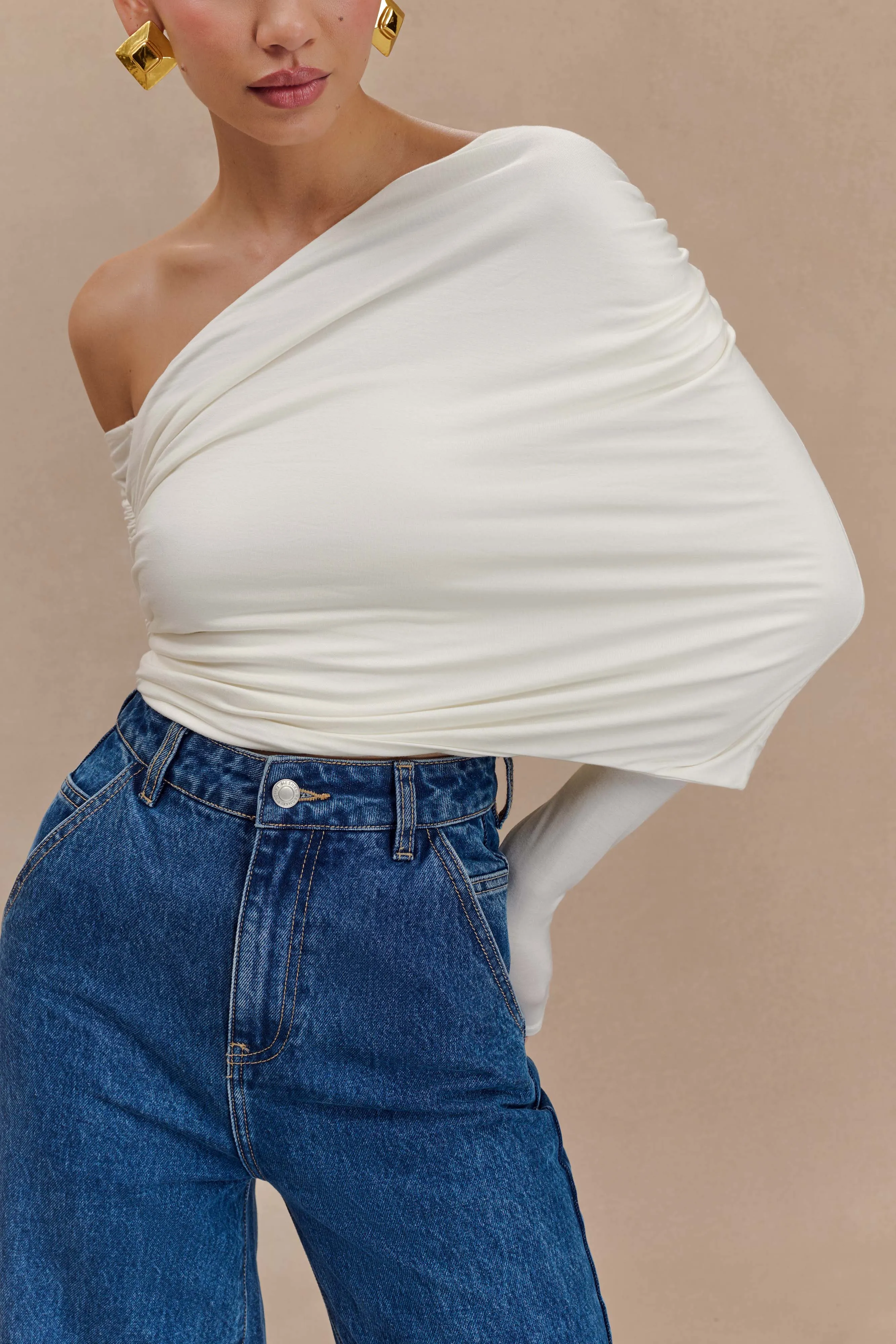 Corinna Modal One Shoulder Top - Ivory