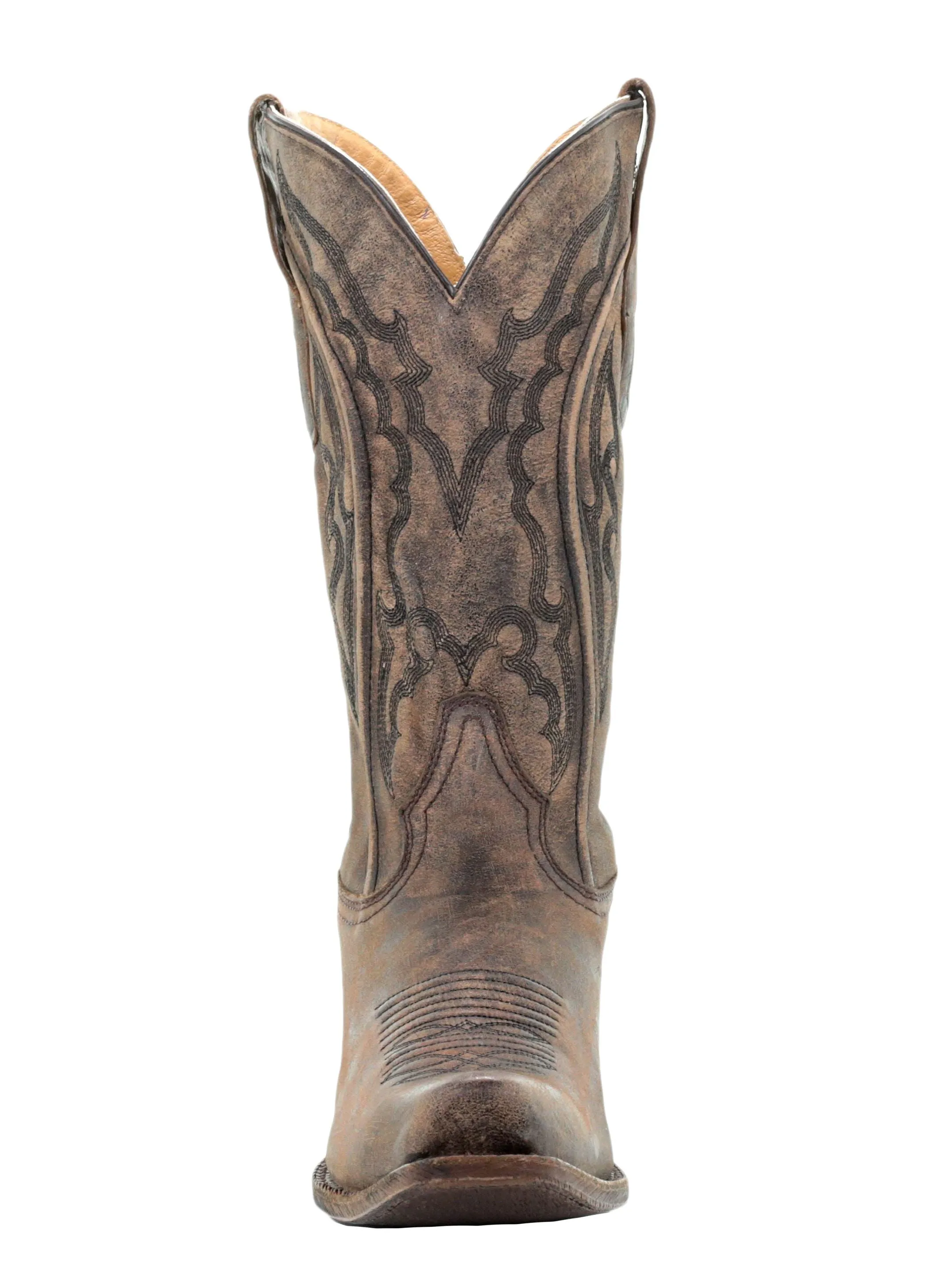 Corral Men's Distressed Brown Embroidered Narrow Square Toe Boots